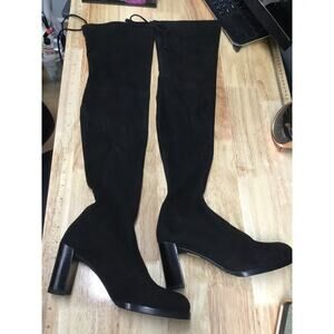 Stuart Weitzman Kirstie 90 Women's 4M Black Suede Over the Knee Round Toe Boots